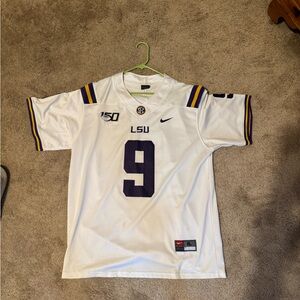 Nike White and Purple LSU Joe Burrow Senior Night Jersey